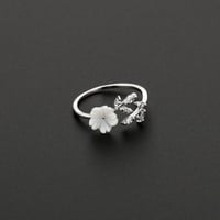 Crystal White Blossom Adjustable Ring
