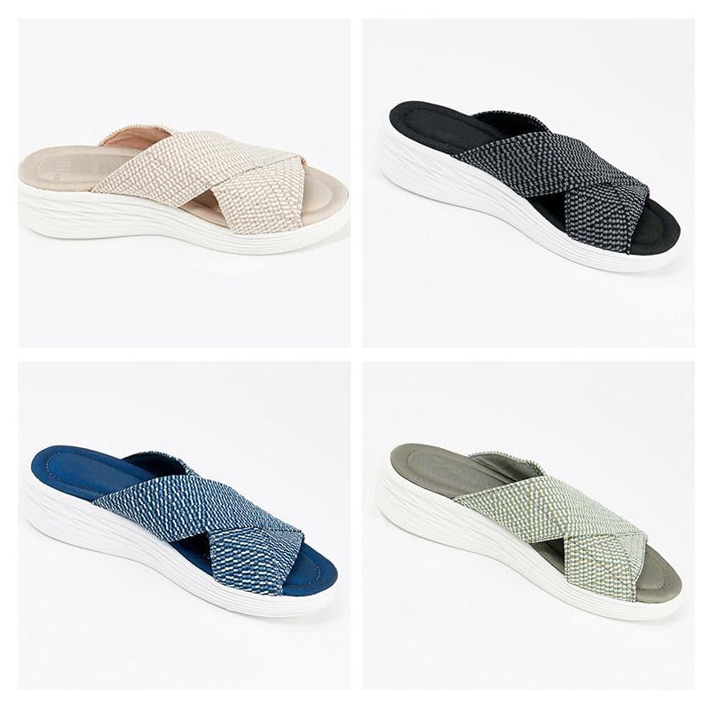 Stretch Cross Orthotic Slide Sandals