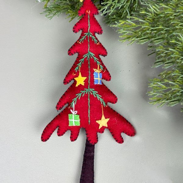 Handmade Felt Embroidered Christmas Tree Ornament