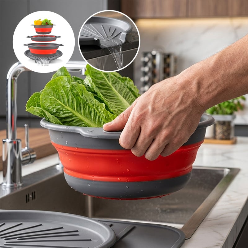 Foldable Drainer Basket with Water Channel Base