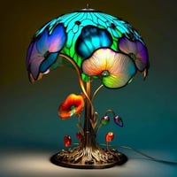 🍄Lampe de table en verre teinté série de plantes🍄