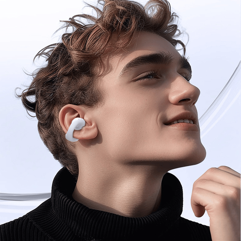 Clip-On Ear LCD Full Color Touch Screen Audio Wireless Headphones