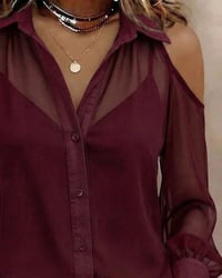 Zweiteilig Set Kragen Nackte Schulter Durchsichtig Bluse Top