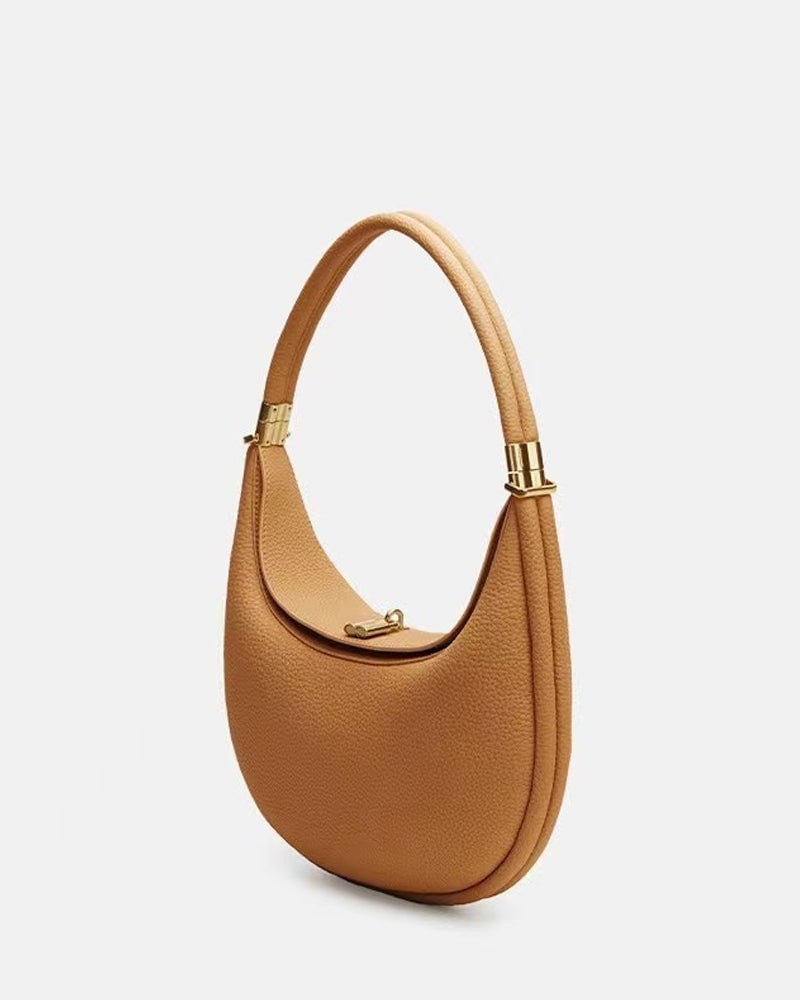 Ensfarvet elegant halvmåneformet skuldertaske