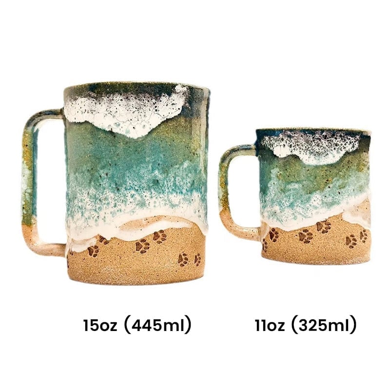Paw Print Ocean Shoreline Mug