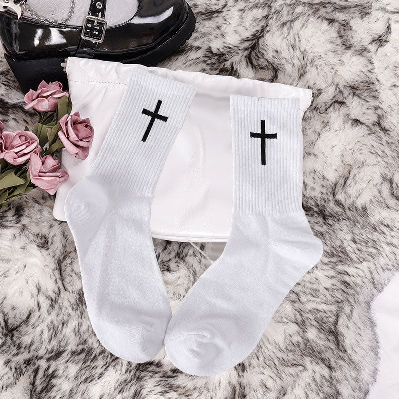 Cross Black And White Socks