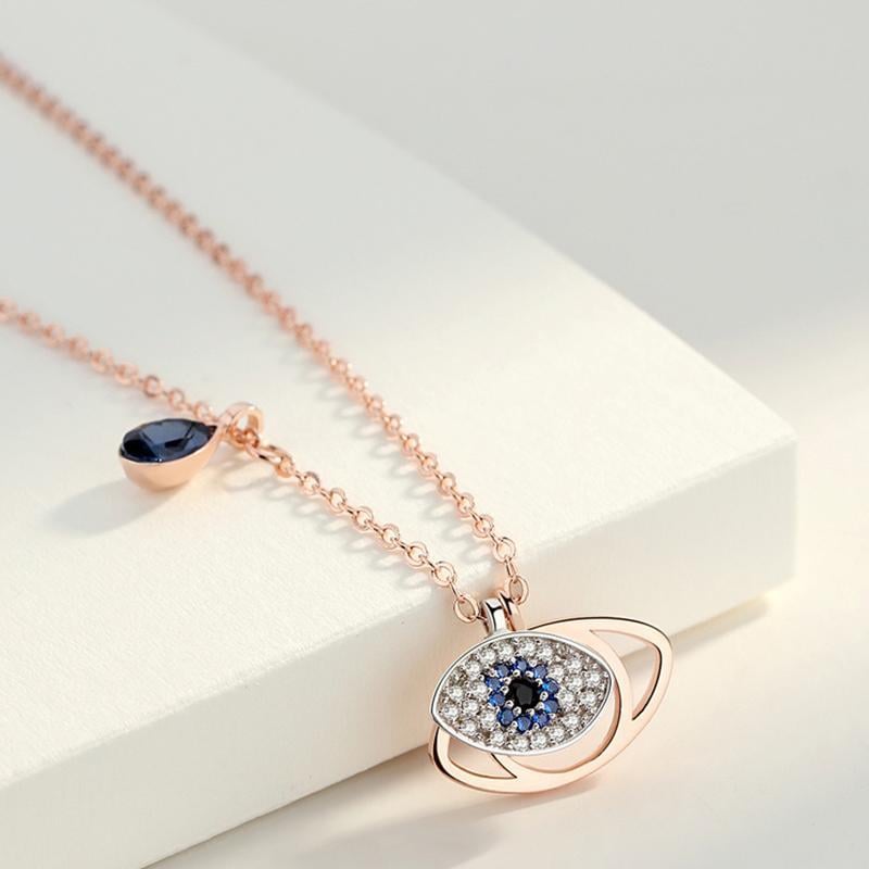 S925 Silberhalskette mit Teufelsauge  Inspiriert von Duo Evil Eye