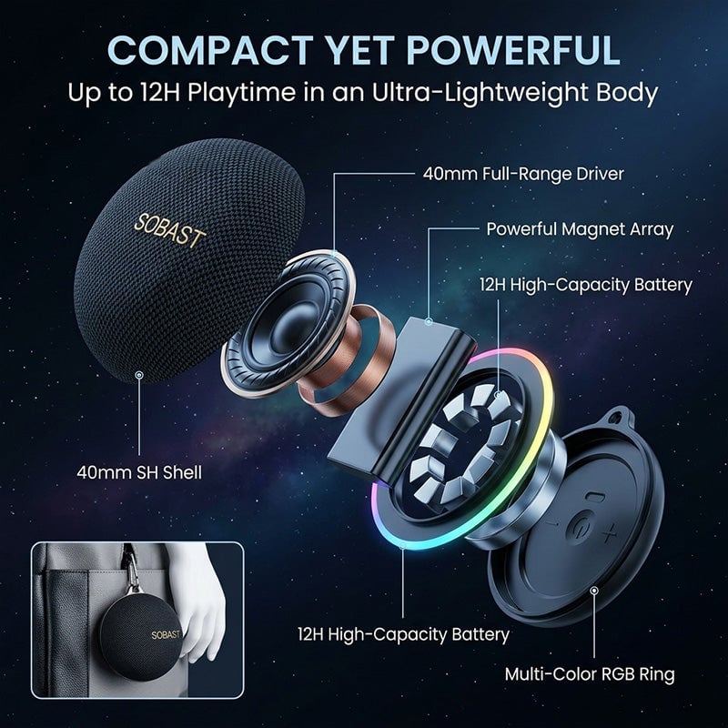Magnetic RGB Portable Bluetooth Speaker