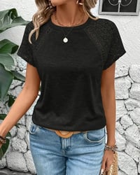 T-Shirt Solide Couleur Creuse Col Rond Slim