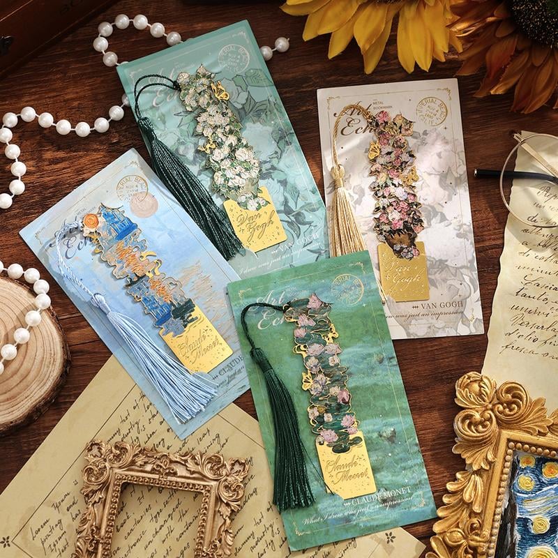 Retro oil painting hollow bookmark