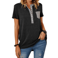 T-shirt da donna a maniche corte casual ampia monopetto