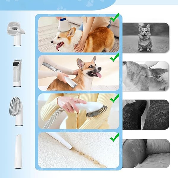 Pet Grooming Kit with 2.3L Vacuum Suction – Low Noise & 5-in-1 Tools