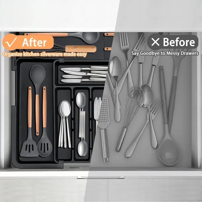 Sakerplus® Expandable Adjustable Kitchen Utensil Organizer Tray