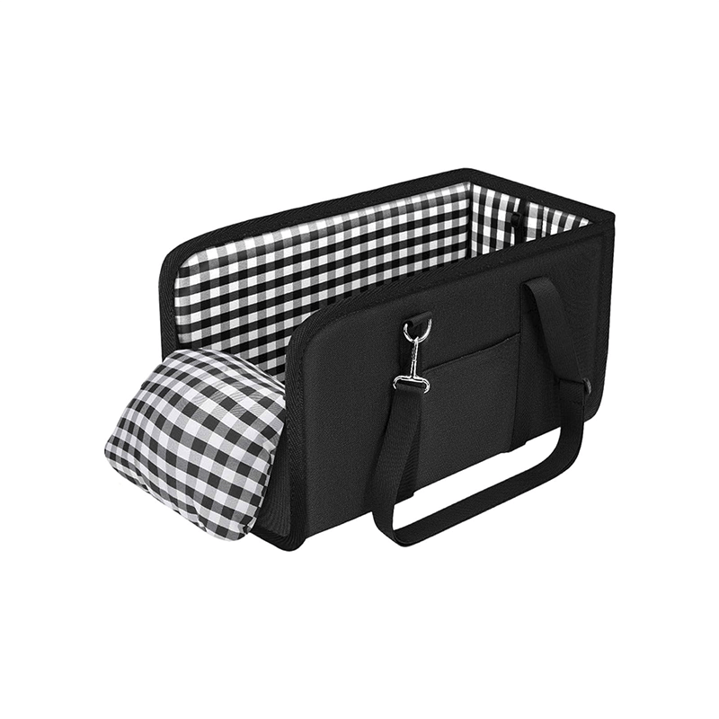 Portable Plaid Armrest Dog Car Seat with Belt