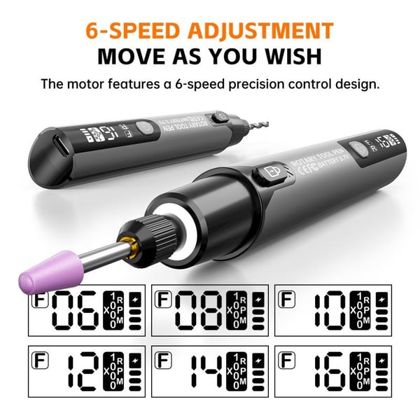 Mini Electric Rotary Tool Set with LED Light & Digital Display