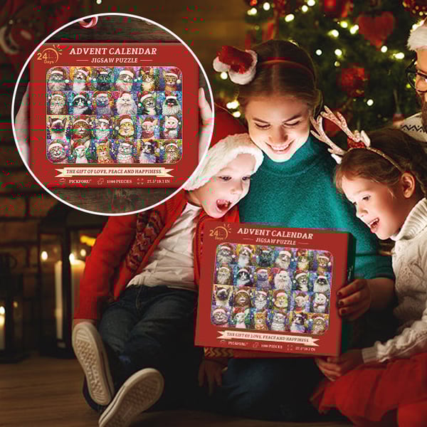 🎄Hot Sale 49%OFF🌟Happy Christmas Cats Advent Calendar Jigsaw Puzzle