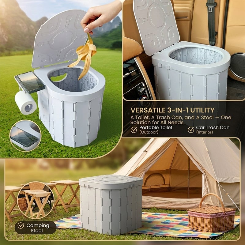 Portable Folding Toilet with Lid