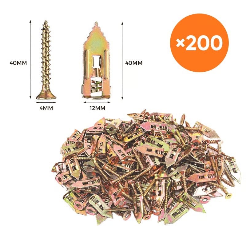 ⛏️Drywall Expansion Anchors + High Strength Zinc Screws Kit (Pack of 100)