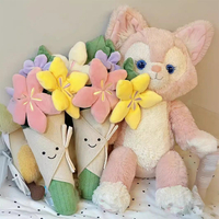 Sødt plysdyr med blomsterbuket
