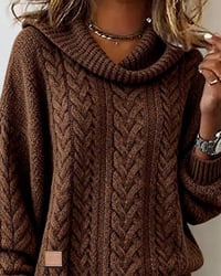 Enfärgad kabelstickad pullover