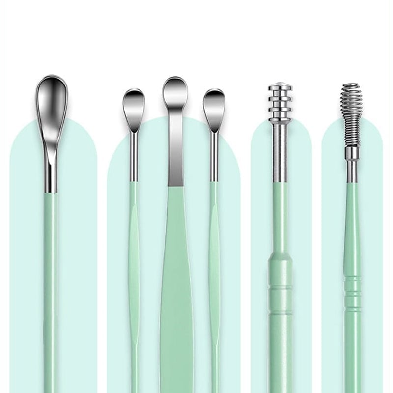 6 Counts Set Stainless Steel Spiral Ear Massage Cleaning Tool