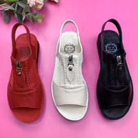 Sandalias Planas Piel Suave Cremallera