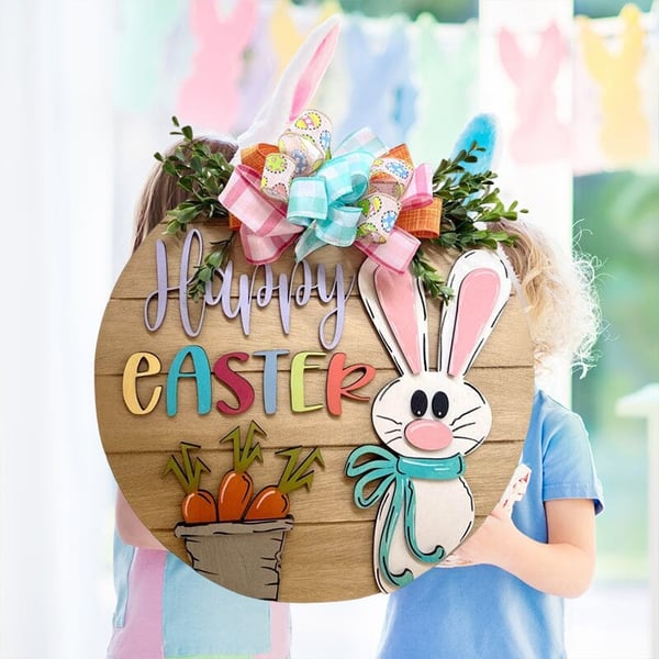 Easter Bunny Rabbit Sign Door Hanger