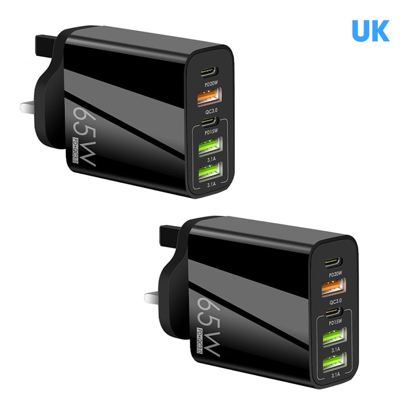 Multi Port Adaptor 65W Fast Charger - UK Standard