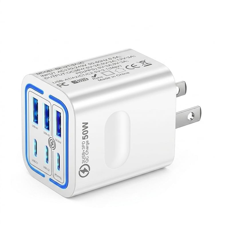 Sakerplus® 50W Multi-Port USB Fast Charger