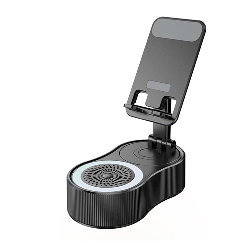360° Adjustable Phone Stand with Built-in Bluetooth Speaker