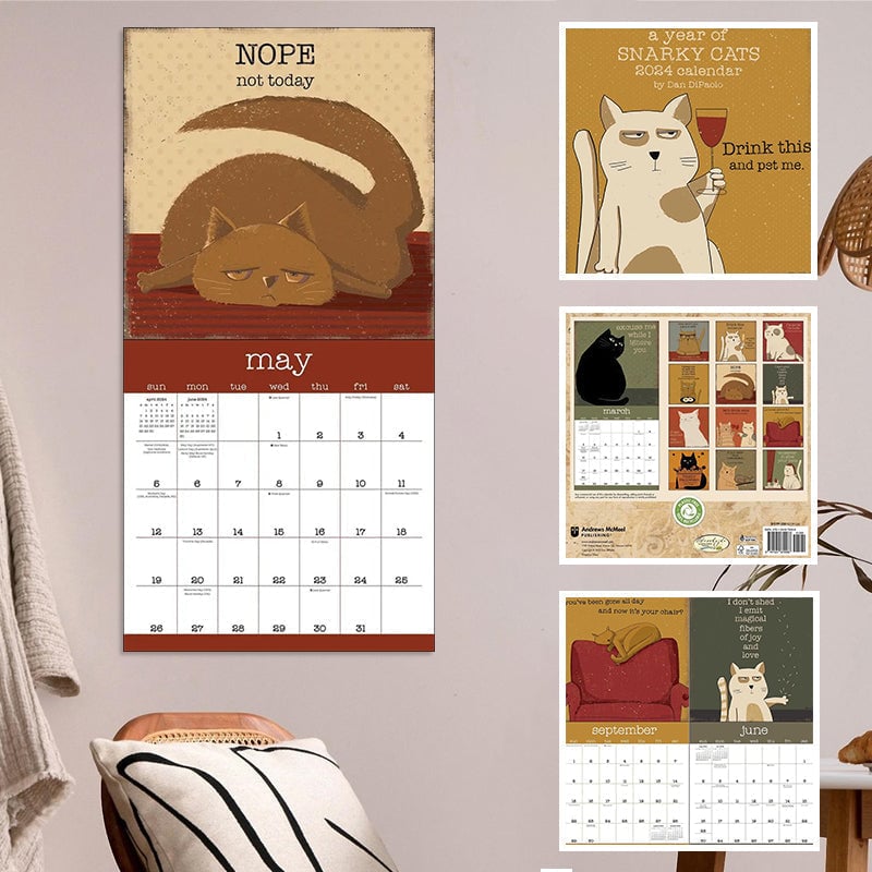 Een jaar van Snarky Cats 2024 wandkalender