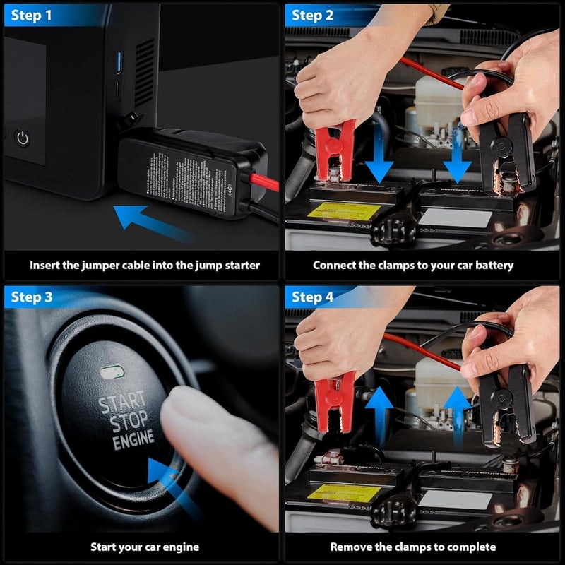 Portable Car Jump Starter with Air Compressor & Tire Inflator