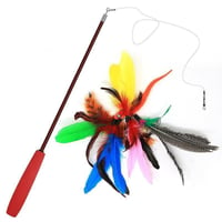 Feather Teaser Cat Toy Retractable Cat Feather Toy Wand