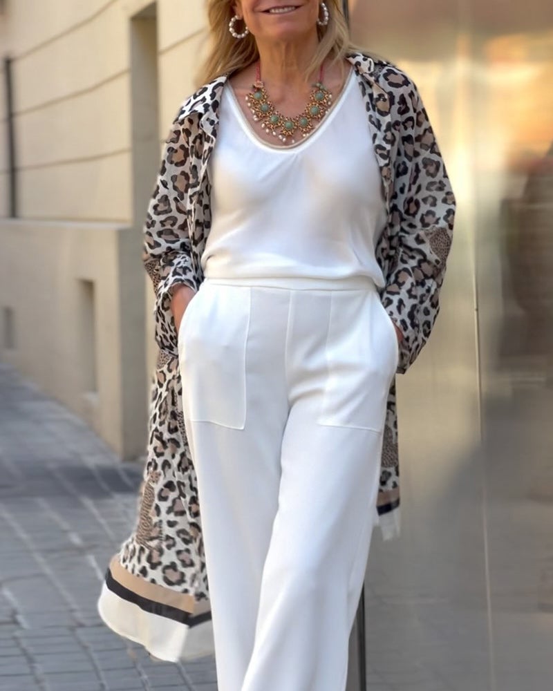 Lang leopardprint frakke