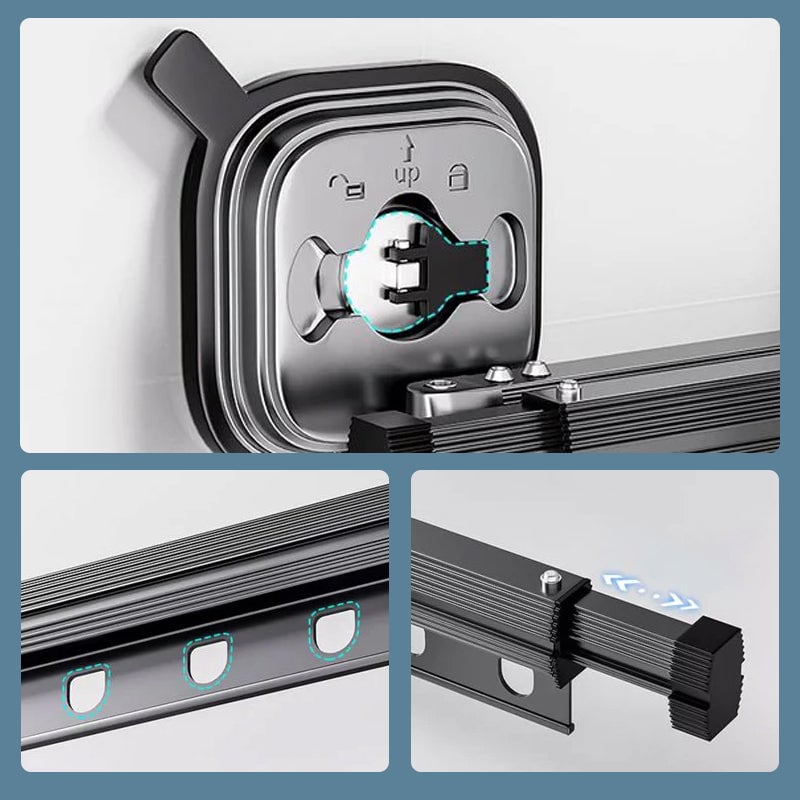 Séchoir à Linge Pliable Mural avec Ventouse