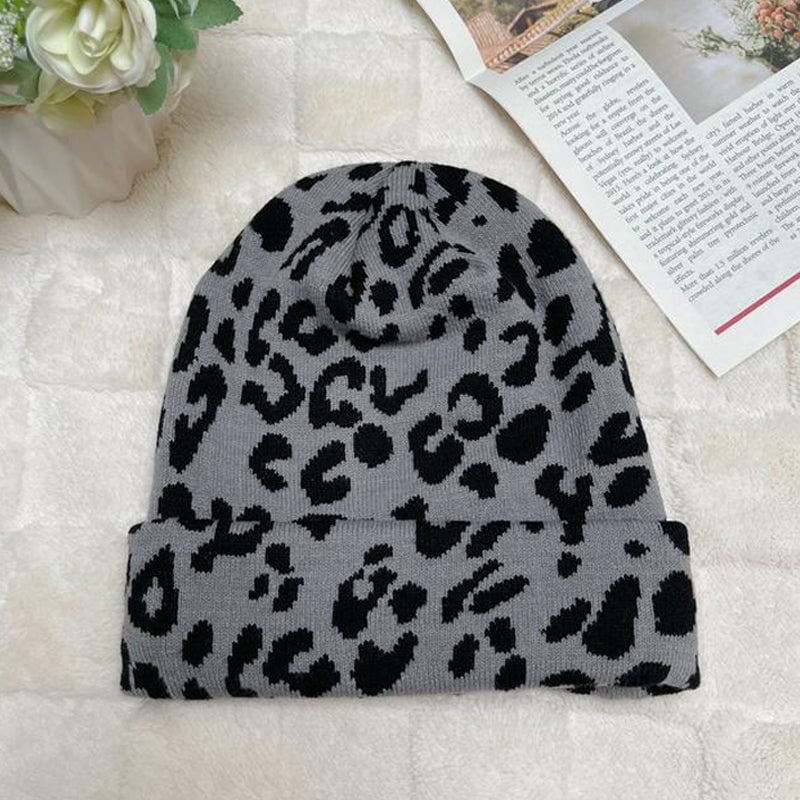 Warm Animal Print Knit Hat