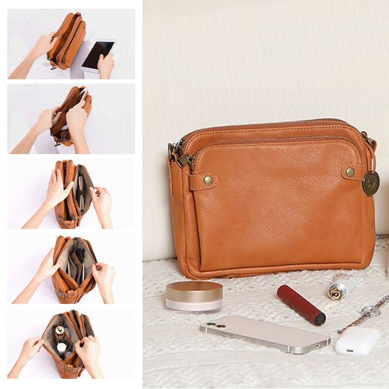 Three-Layer Crossbody Shoulder & Clutch Bag