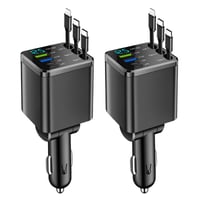 7-in-1 Universal Retractable Car Charger with Intelligent Voltage Display