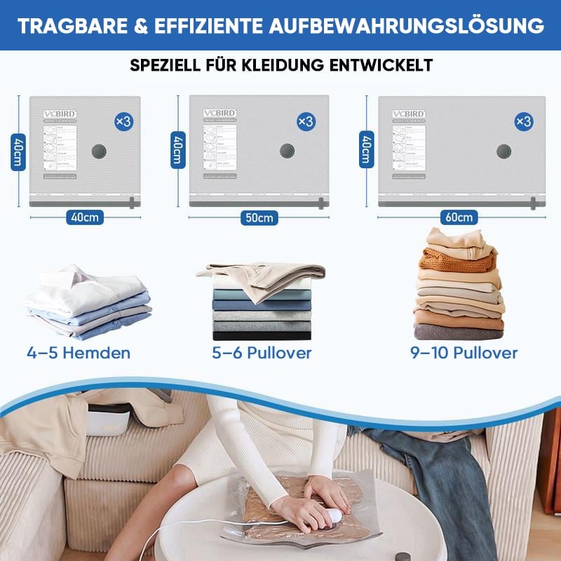 Reise-Vakuumbeutelset mit USB-Pumpe
