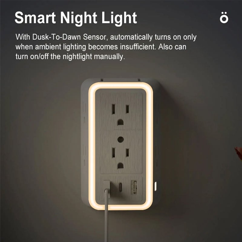 USB Light-Sensing 6-Outlet Power Strip