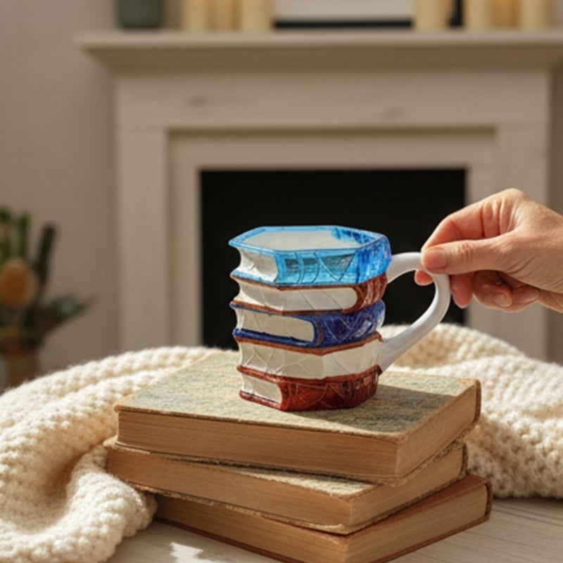 Hand-painted Book Coffee Cup