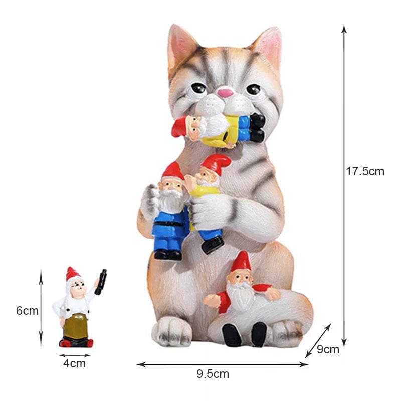 Ornement de jardin nain griffoir chat en résine
