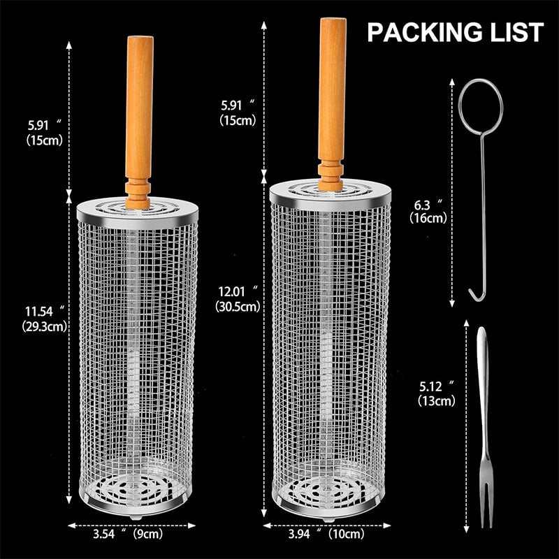 Saker® Rolling Grill Basket Set