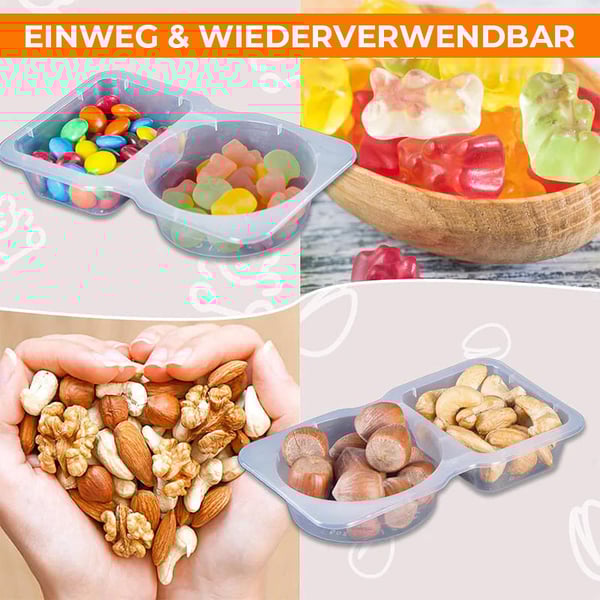 Snackbehälter mit zwei Fächern und Deckel