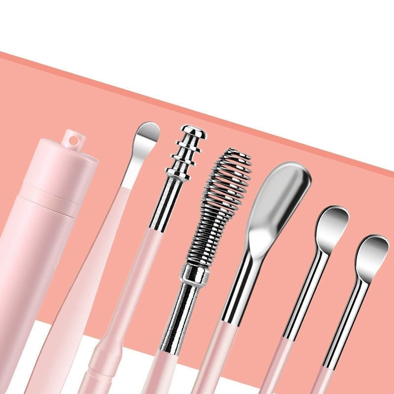 6-teiliges Set mit Spiral-Ohrmassage-Reinigungswerkzeug aus Edelstahl