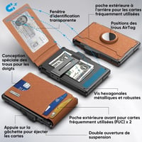 Fentes à cartes en cuir Pu pour AirTag, style homme d'affaires