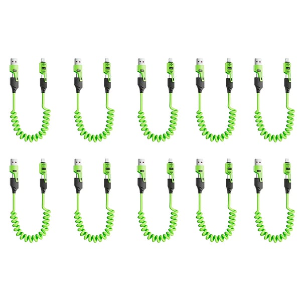 Spring retractable 4 in 1 65w fast charging data cable