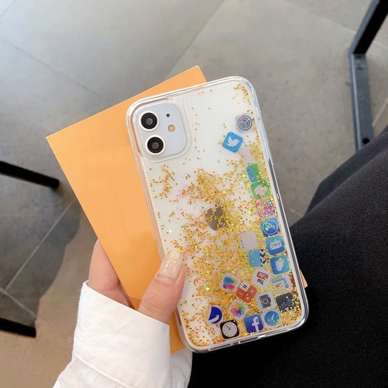 Liquid Glitter Icon Phone Case Cover