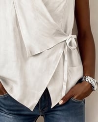 Crisscross Tie Cotton Linen Solid Tank Top