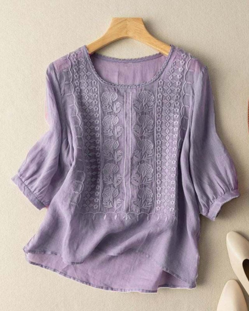 T-Shirt Retro Andningsbar Rund Halsning